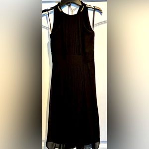 WHBM Black halter dress with gold neck detail